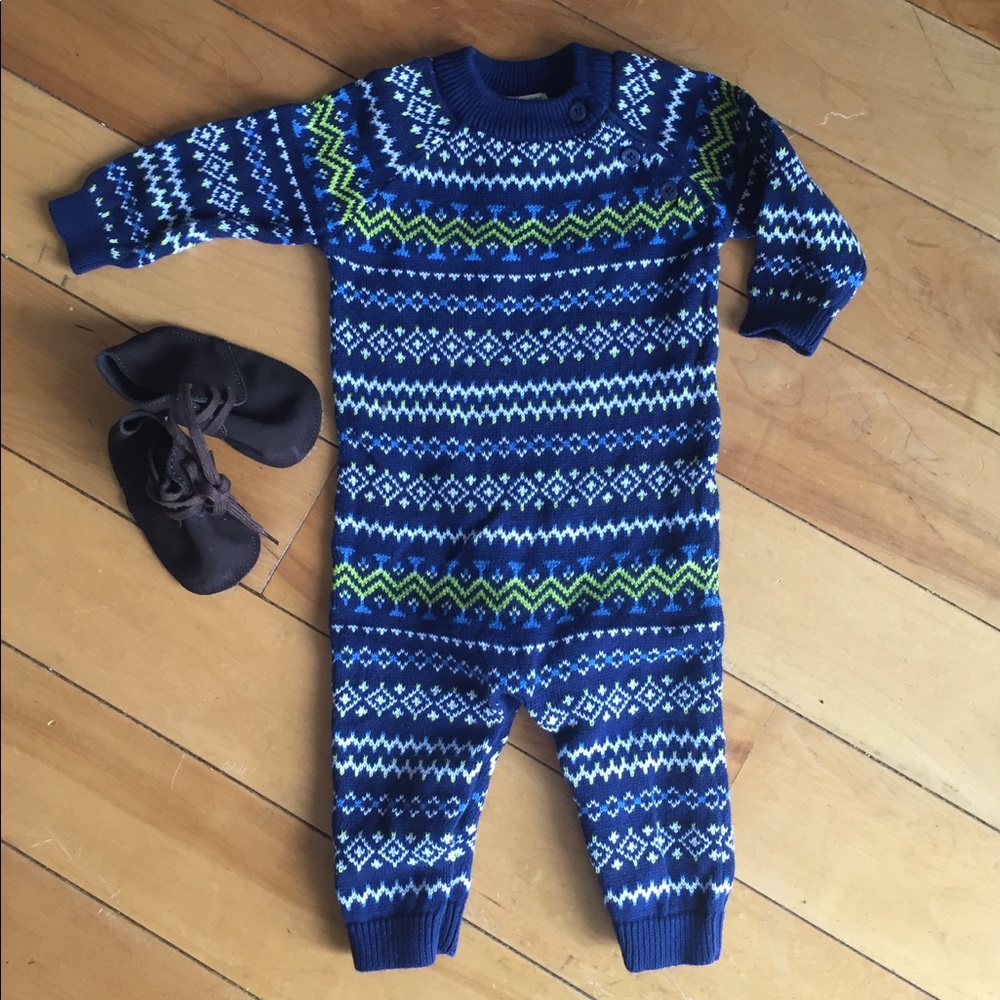 Boys sweater jumper & leather booties. 6-12 mo.
